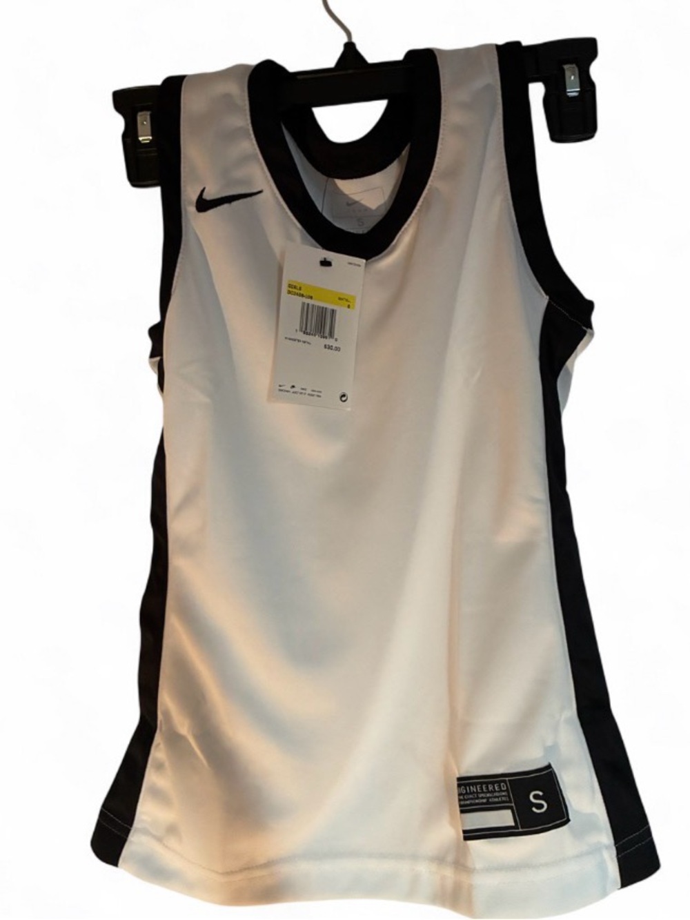Nike White and Black Sleeveless Athletic Jersey Tank